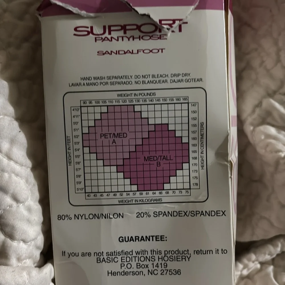 Vintage Basic Editions Sandalfoot Support Pantyhose 3 Pair